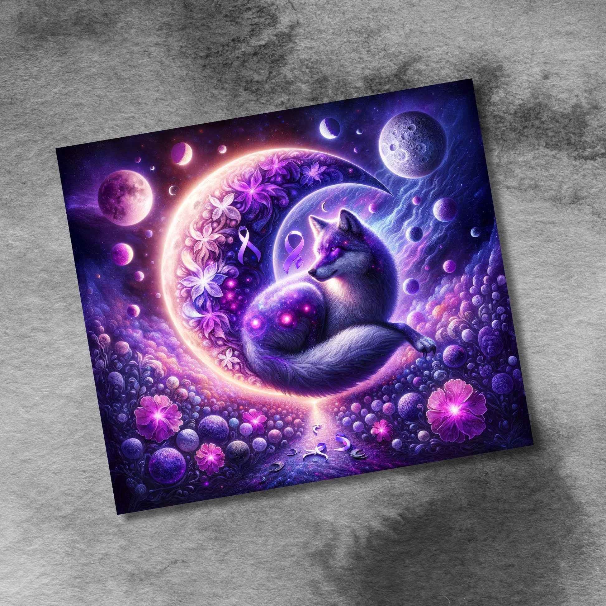 Lupus Awareness Warrior Wolf 20 oz Skinny Tumbler Seamless Sublimation Design Digital Download PNG, Purple Ribbon Awareness Tumbler