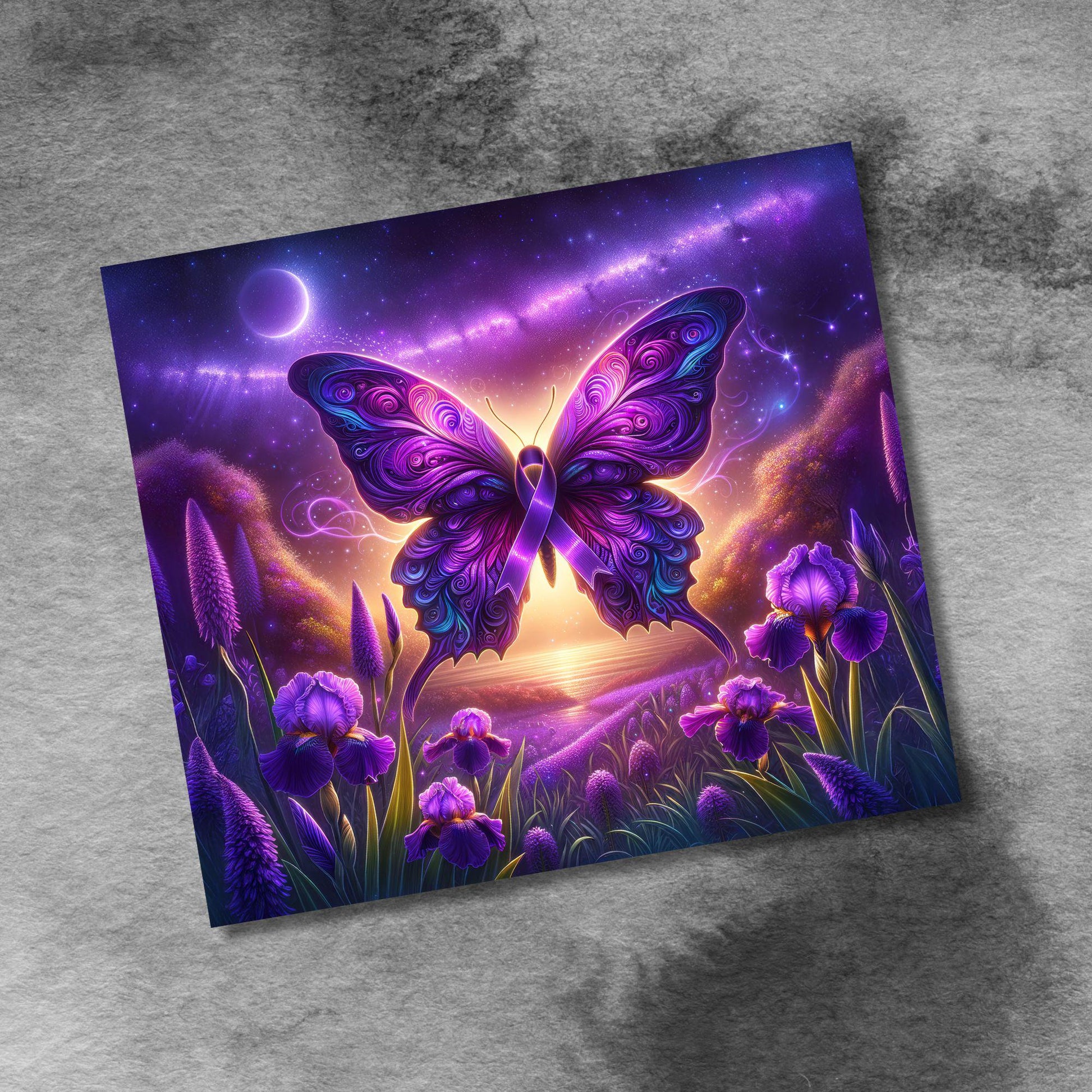 Lupus, Alzheimers Awareness Survivor 20 oz Skinny Tumbler Seamless Sublimation Design Digital Download PNG, Purple Ribbon Awareness Tumbler