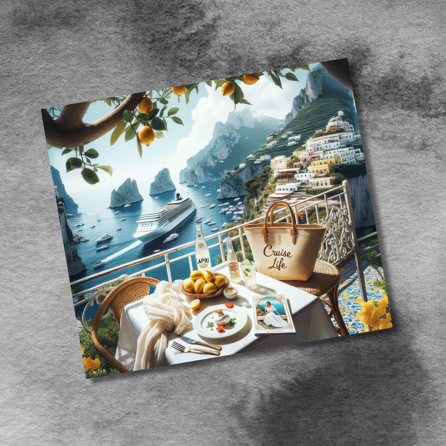 Cruise Time Tumbler Wrap, 20 oz Skinny Tumbler Wrap Italy Capri Cruise Life Vacation Sublimation Design, Seamless Wrap, Digital Download