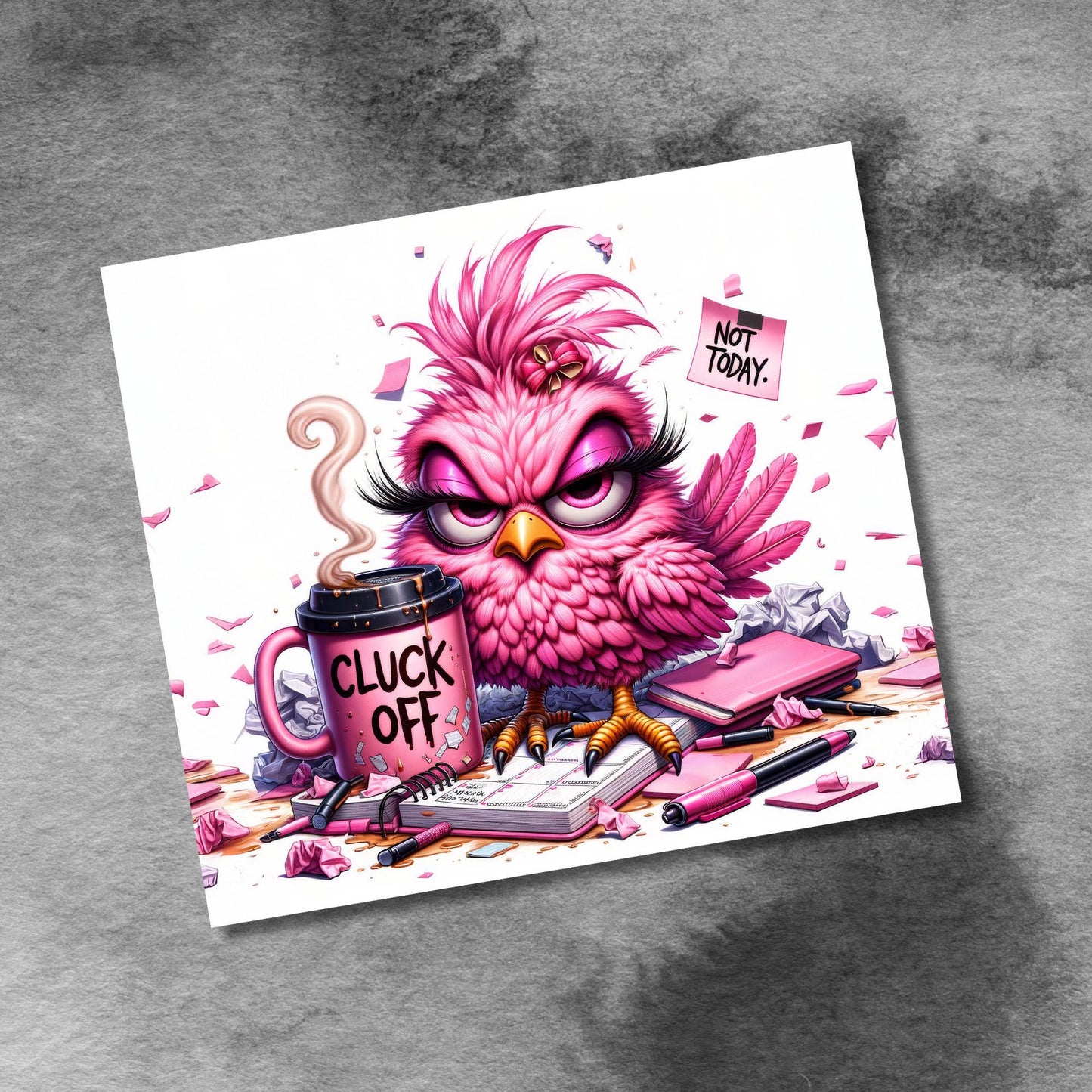 Sarcastic Chicken Tumbler Wrap, 20oz Skinny Tumbler Wrap,Seamless "Cluck Off" Spring Flowers Chicken Life Lover 20 oz Seamless Tumbler