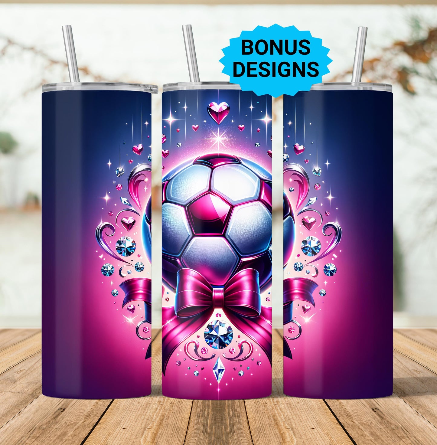 Coquette Bow Glitter Glam Girls Soccer 20oz Tumbler Wrap ,Soccer Ball PNG File, 20 oz Tumbler Wrap Instant Digital Download PNG