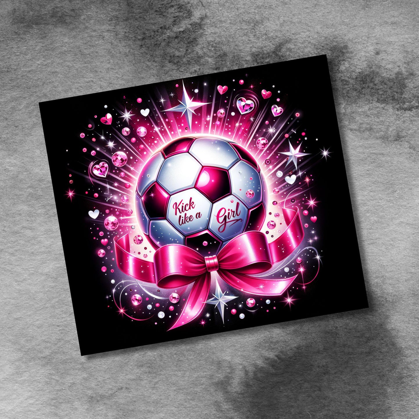 Coquette Bow Kick Like A Girl Soccer 20oz Tumbler Wrap , Girls Soccer Ball PNG File, 20 oz Tumbler Wrap Instant Digital Download PNG