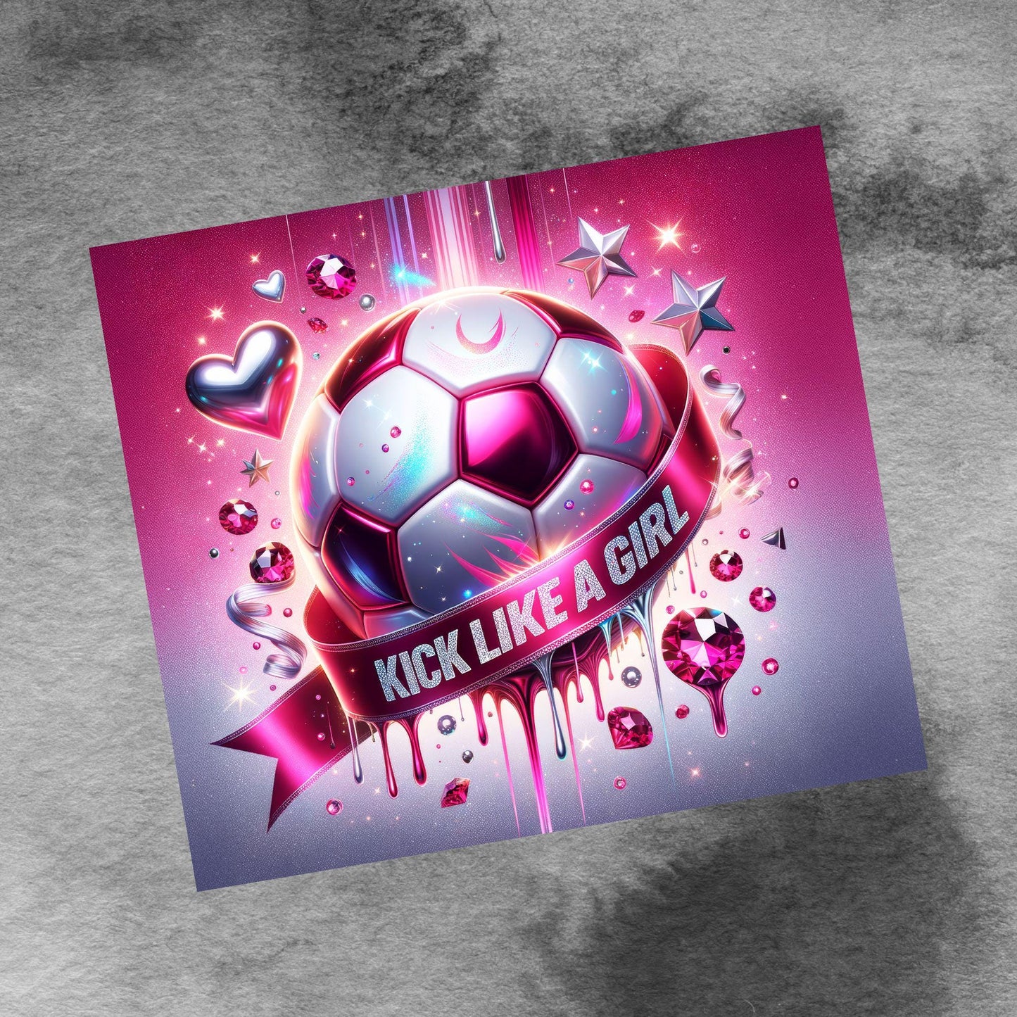 Coquette Bow Kick Like A Girl Soccer 20oz Tumbler Wrap , Girls Soccer Ball PNG File, 20 oz Tumbler Wrap Instant Digital Download PNG