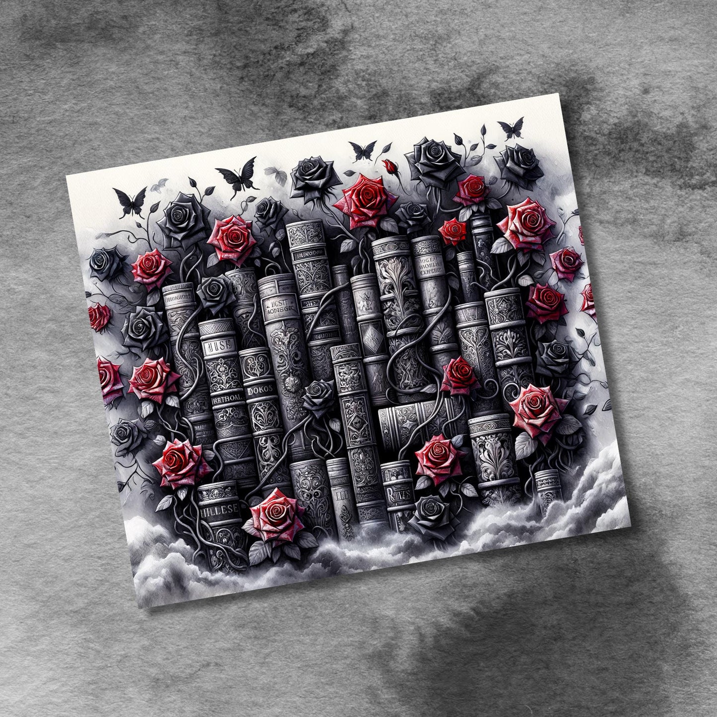 Romantasy Book Lover 20oz Skinny Tumbler Wrap PNG, Dark Romance 20 Oz Tumbler png, Gothic Fantasy Book Tumbler PNG Design Digital Download