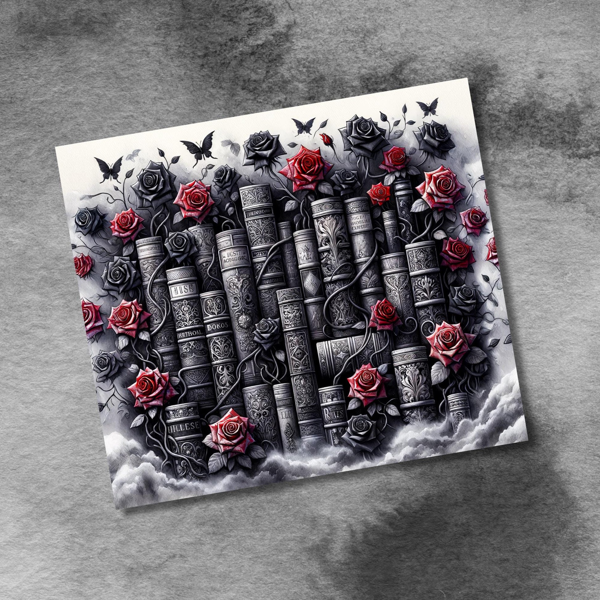 Romantasy Book Lover 20oz Skinny Tumbler Wrap PNG, Dark Romance 20 Oz Tumbler png, Gothic Fantasy Book Tumbler PNG Design Digital Download