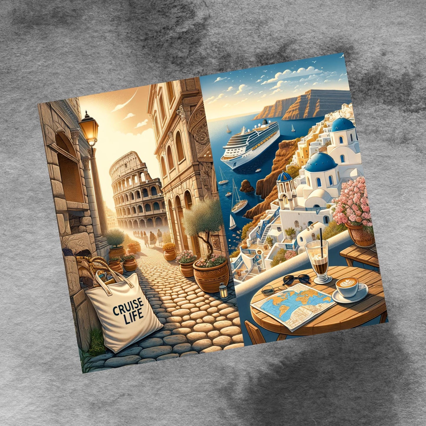 Cruise Time Tumbler Wrap, 20 oz Skinny Tumbler PNG Italy Greece Split Cruise Life Vacation Sublimation Design, Digital Download