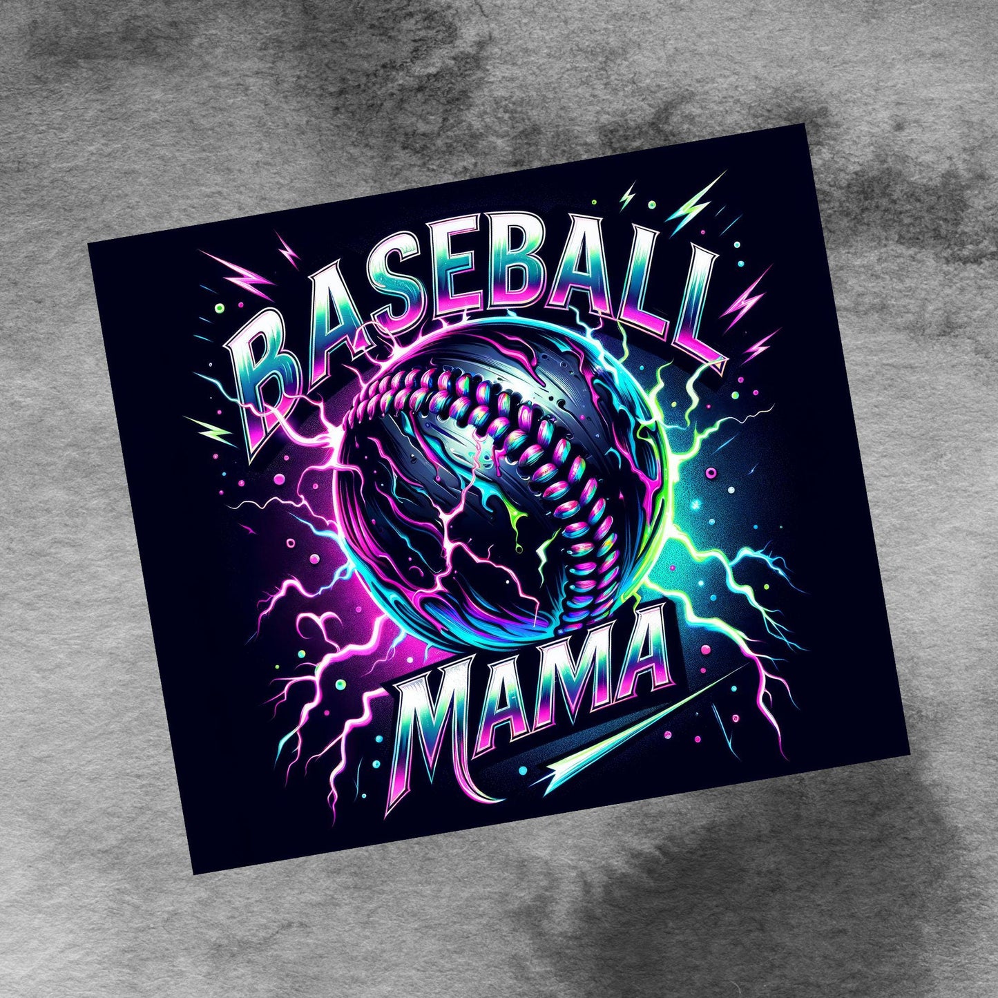 Baseball Mama 20oz Tumbler Wrap, Seamless Neon Lightning Baseball Mama PNG Sublimation Templates,Sports Mom Tumbler Wrap