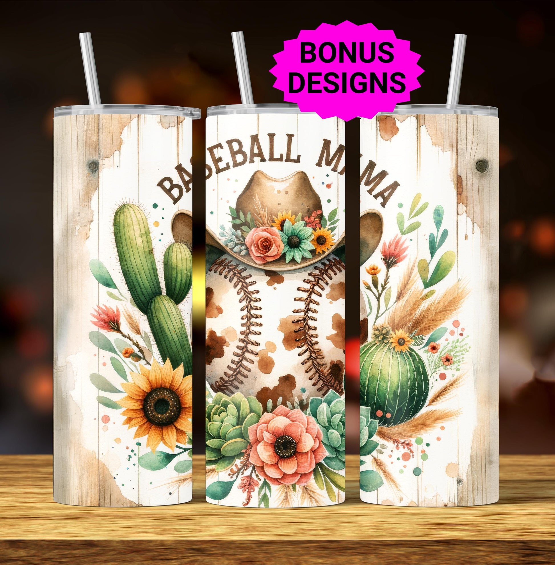 Baseball Mama Southwestern 20oz Tumbler Wrap, Seamless, Western Baseball Mon PNG Sublimation Templates,Sports Tumbler Wrap
