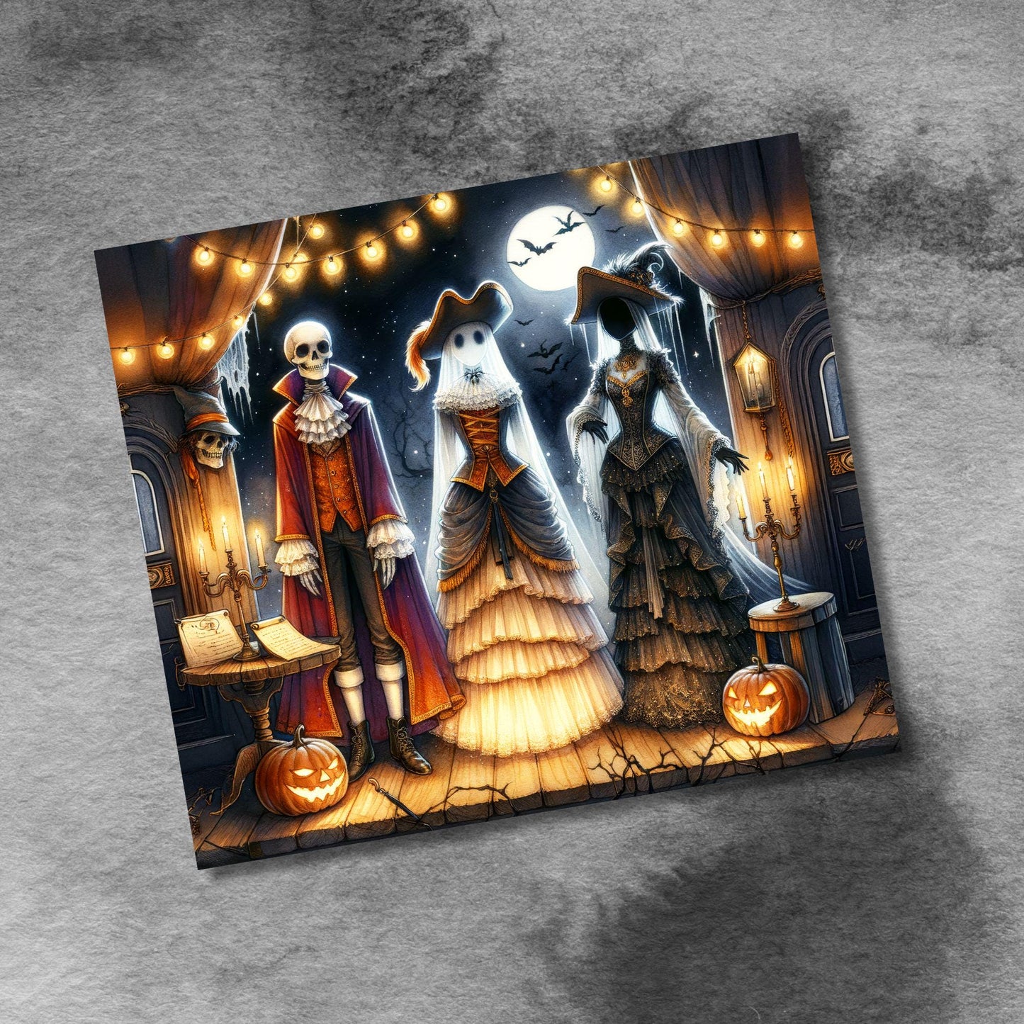 Ghostly Halloween Theater Tumbler Wrap, 20oz Skinny Tumbler Sublimation Design, Spooky Tumbler Wrap, Ghost Halloween PNG, Digital Download