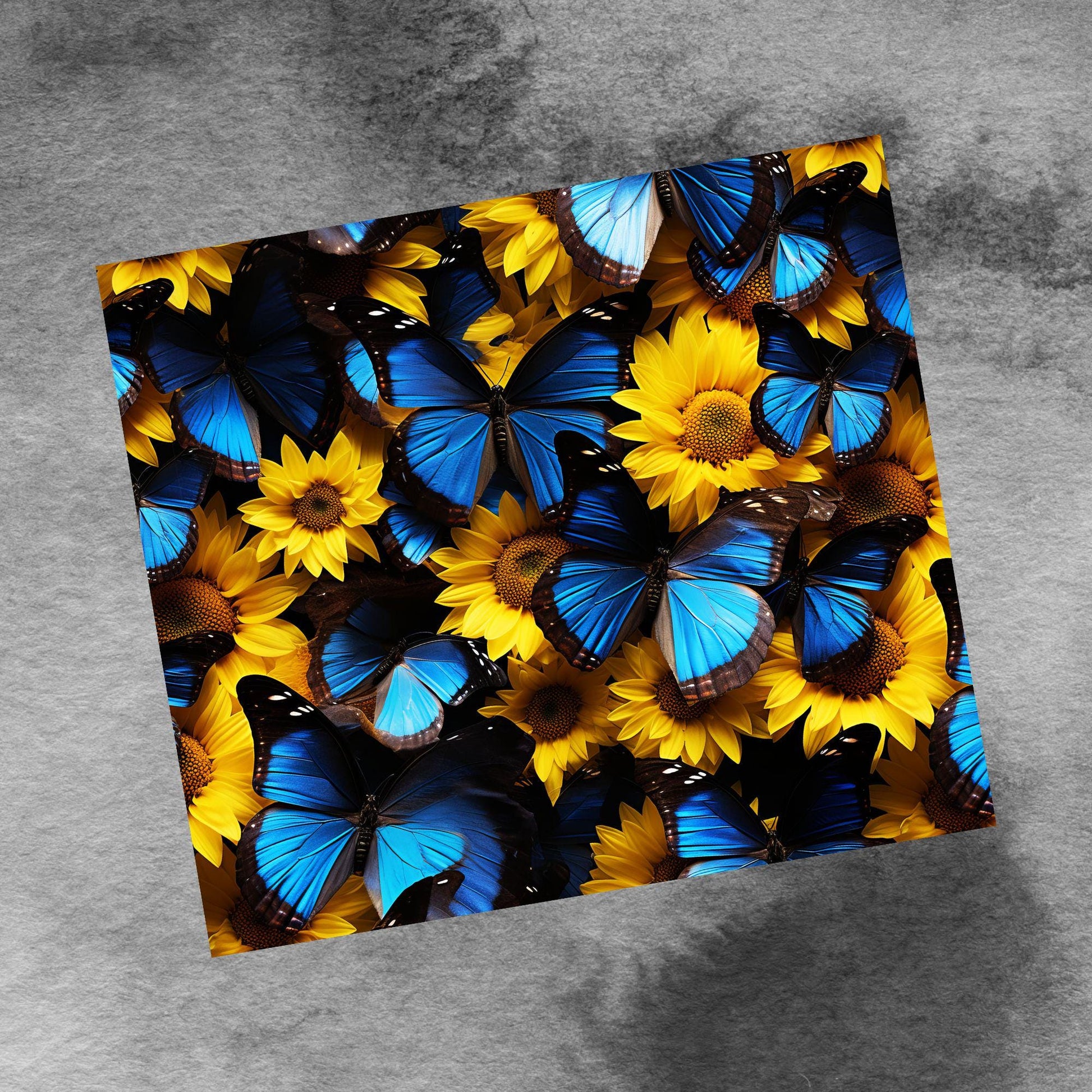 3D Butterflies Sunflowers, 20oz Tumbler Wrap Png Seamless Spring Flowers Tumbler Png Floral 20 Oz Tumbler Png Sublimation Design