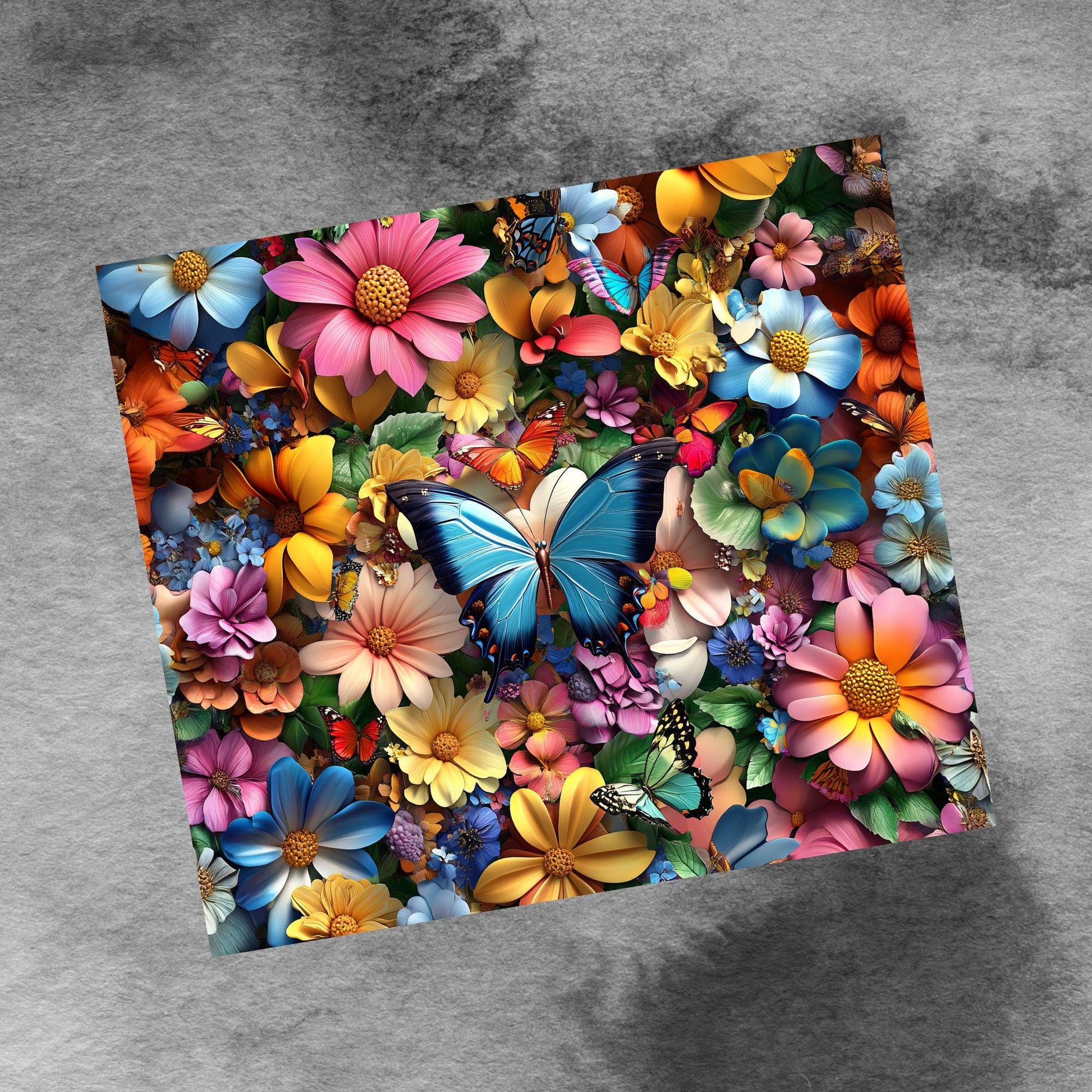 3D Butterflies 20oz Skinny Tumbler Wrap Png, Seamless Spring Flowers Tumbler Png Floral 20 Oz Tumbler Png Sublimation Design