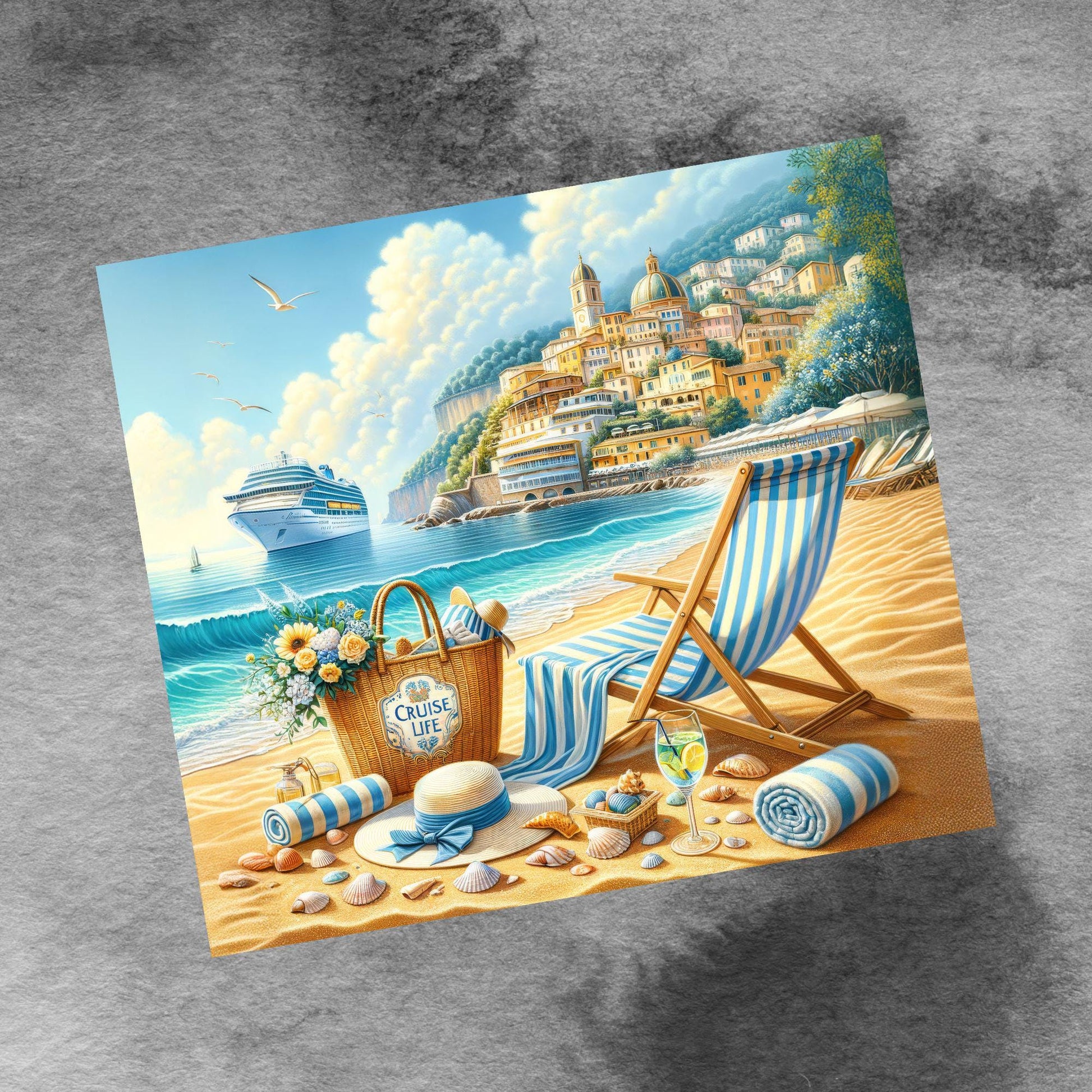 Cruise Time Tumbler Wrap, 20 oz Skinny Tumbler Wrap Italy Capri Cruise Life Vacation Sublimation Design, Seamless Wrap, Digital Download