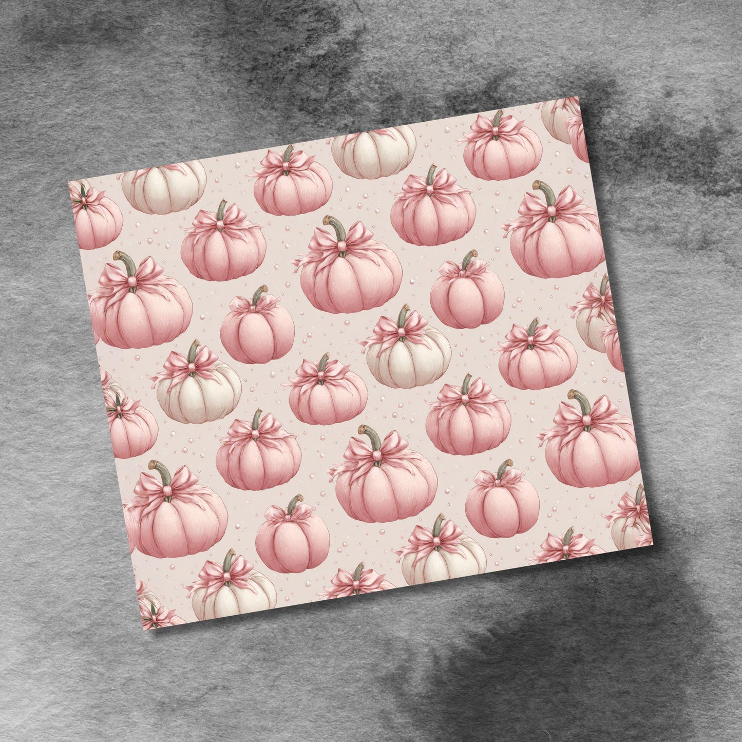 Coquette Pink Bows & Fall Pumpkins 20oz Skinny Tumbler Seamless Sublimation Design Templates, Tumbler Straight PNG Digital Download