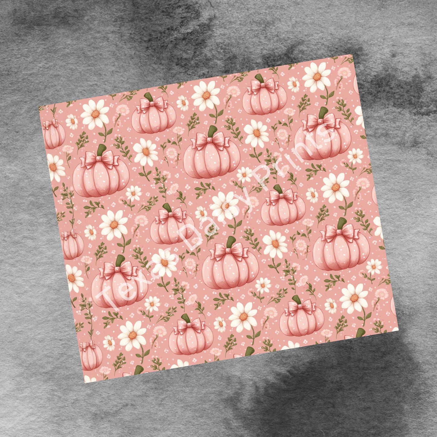 Coquette Pumpkins Pink Bows & Daisies 20oz Skinny Tumbler Wrap, Fall Seamless Sublimation Design Templates, Straight PNG Digital Download