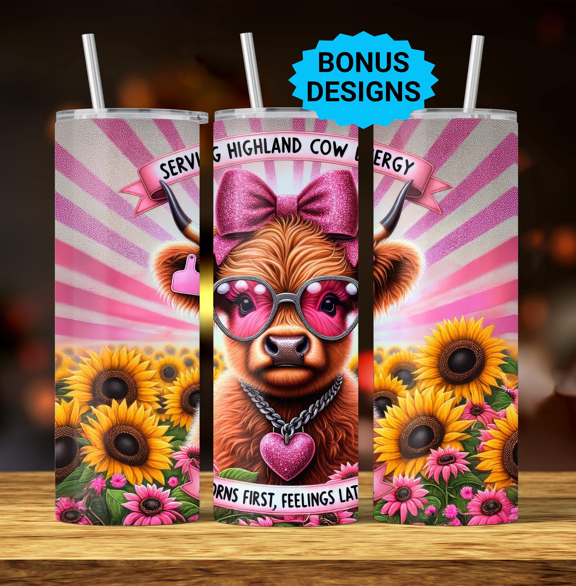 Highland Cow Sarcasm 20 oz Skinny Tumbler Sublimation Design, Highland Cow Energy Tumbler Wrap, Cow Tumbler Wrap PNG, Digital Download