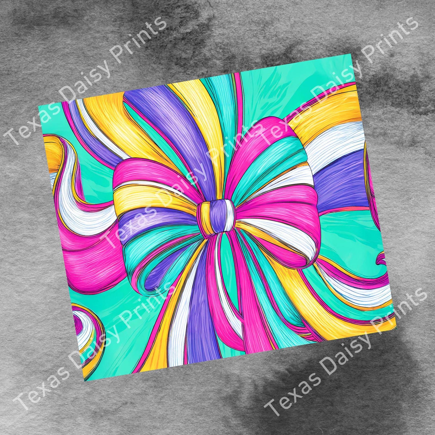 Coquette Bow Rainbow Swirls, 20oz Skinny Tumbler Sublimation Design PNG , Seamless Bow Print Digital Download