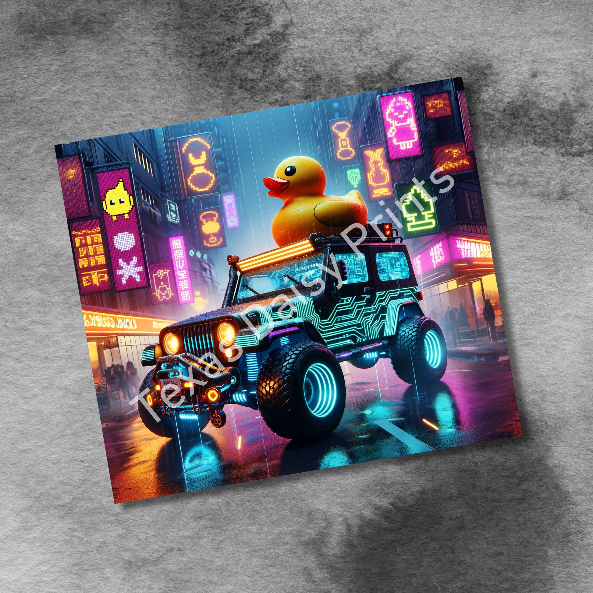 Duck Tumbler Wrap Design 20oz Skinny Tumbler, Happy Cute Neon Duck Seamless Sublimation Design Templates, Tumbler PNG Digital Download