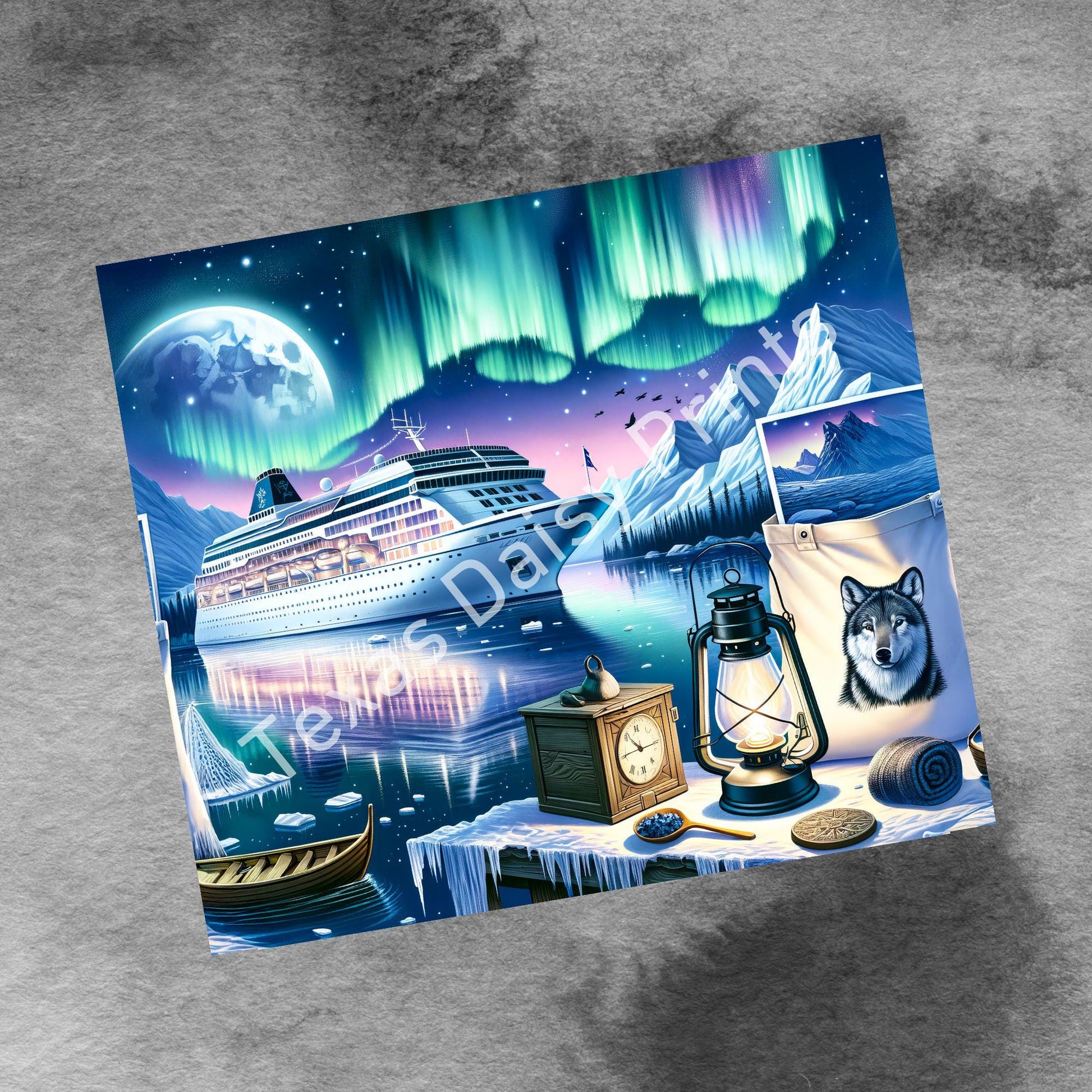 Cruise Time Alaska, 20 oz Skinny Tumbler Wrap, PNG Alaska Nature Cruise Life Vacation Sublimation Design, Seamless Wrap, Digital Download