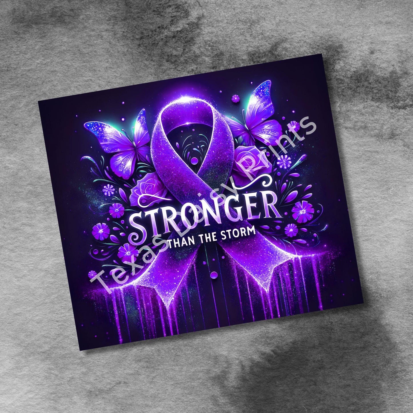 Lupus, Alzheimers Awareness Purple Ribbon 20 oz Skinny Tumbler Wrap, Stronger Than The Storm Seamless Sublimation Digital Download PNG