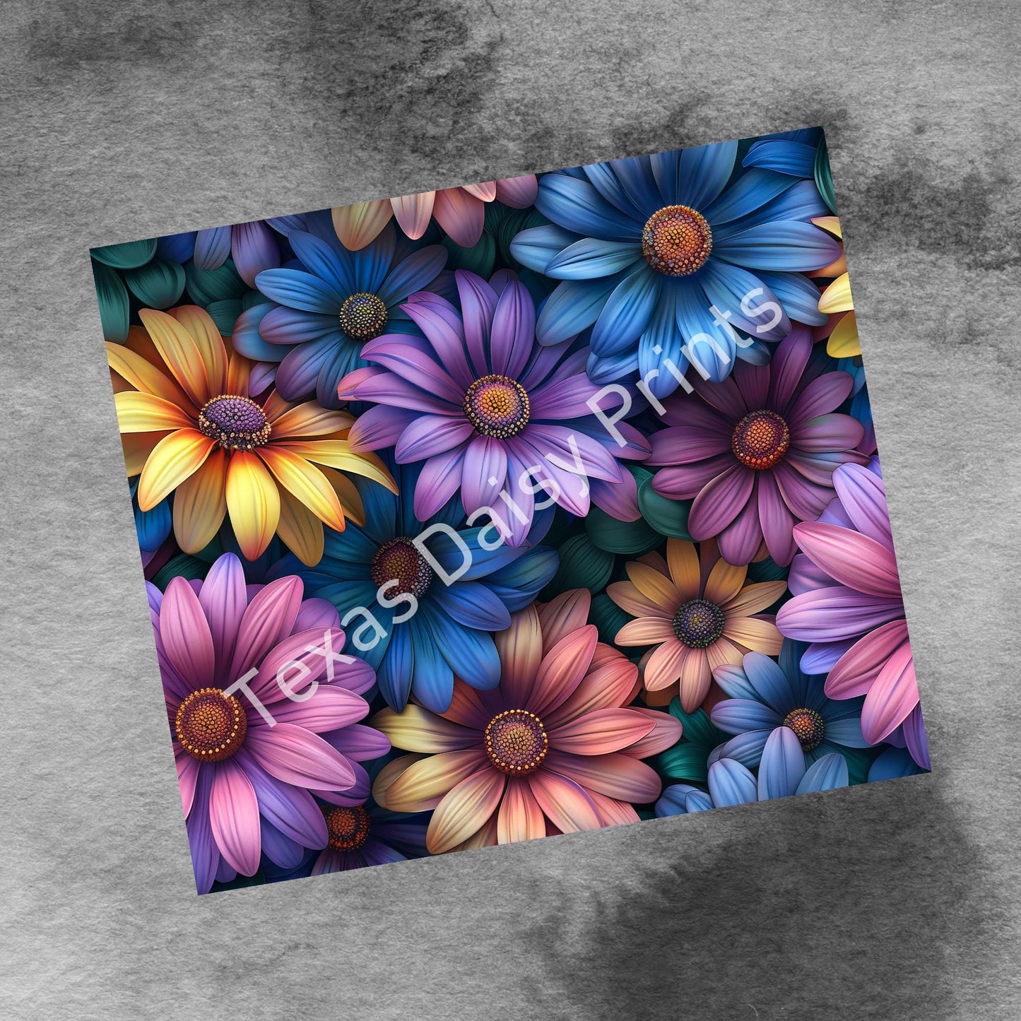 3D Daisy Flowers 20oz Tumbler Wrap Png Tumbler, Rainbow Spring Floral Tumbler Seamless Sublimation Design