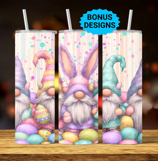 Cute Easter Gnomes 20oz Tumbler Wrap, Easter Eggs Png, Holiday Tumbler Png, 20oz Seamless Wrap, Digital Download