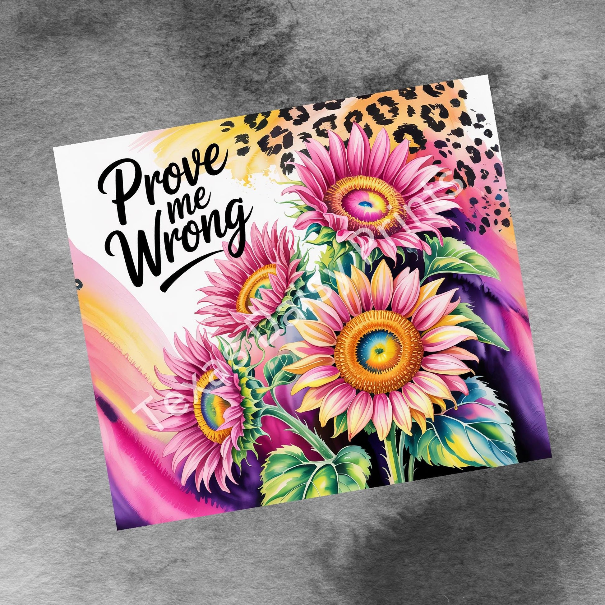 Prove Me Wrong Sunflower Leopard 20oz Skinny Tumbler, Positive Affirmation 20 oz Sublimation Digital Design, Christian PNG Digital Download