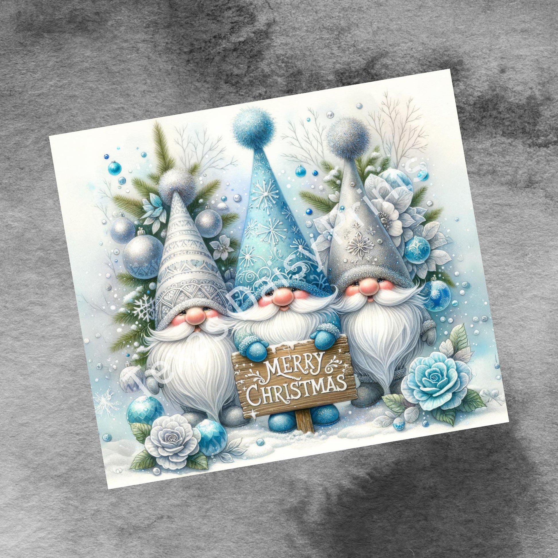 Cute Gnomes Merry Christmas 20oz Tumbler Wrap, Winter Christmas Trees Png, Tumbler Png, 20oz Seamless Wrap, Digital Download