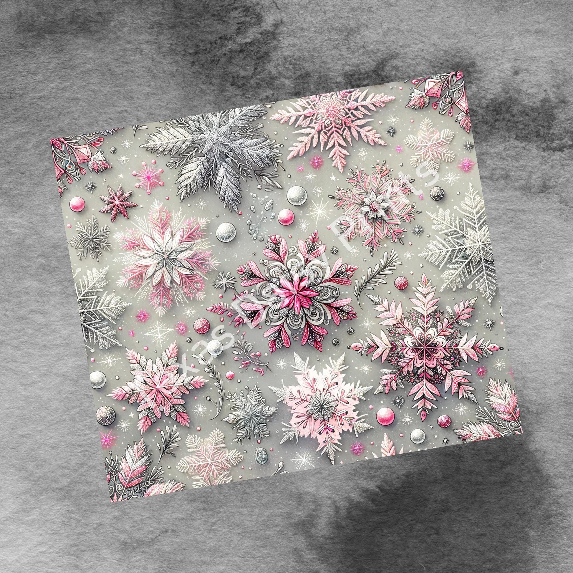 Winter Snowflakes 20oz Skinny Tumbler Wrap Design PNG, Holiday Seamless 20oz Sublimation Wrap, Digital Download