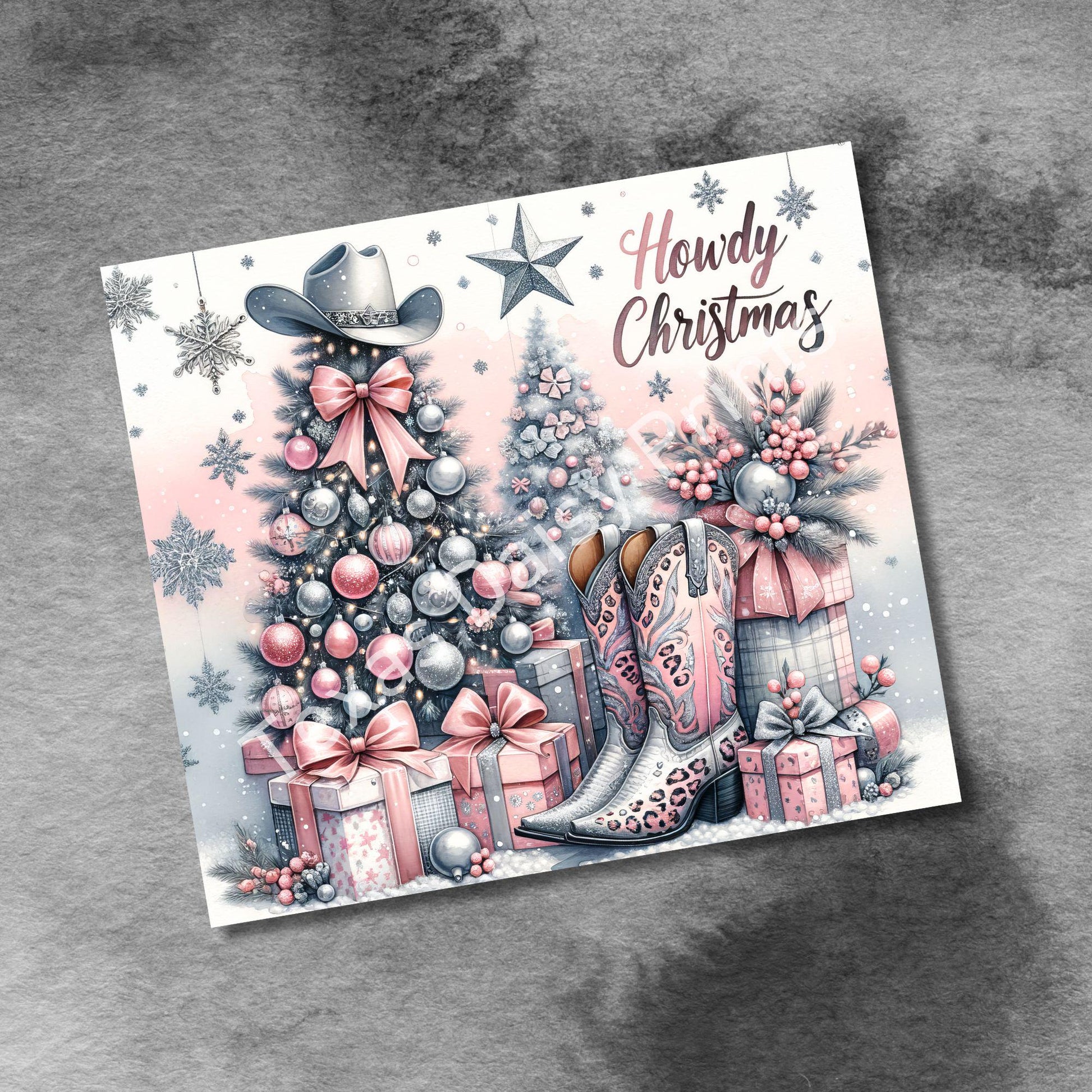 Country Western Christmas 20oz Skinny Tumbler Wrap, Seamless Digital Download PNG, Howdy Christmas Country Christmas Sublimation Design