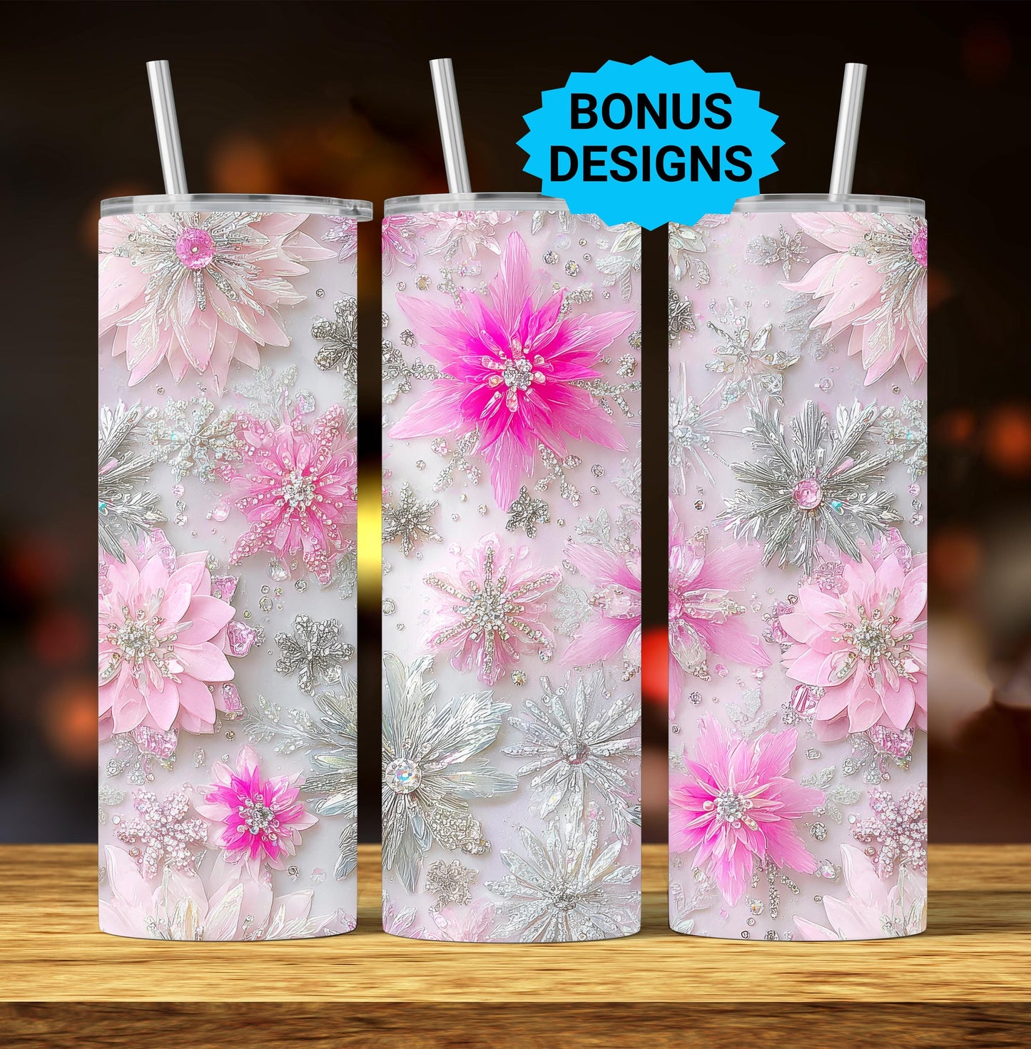 Winter Snowflake 20oz Skinny Tumbler Wrap Design PNG, Holiday Seamless 20oz Sublimation Wrap, Digital Download
