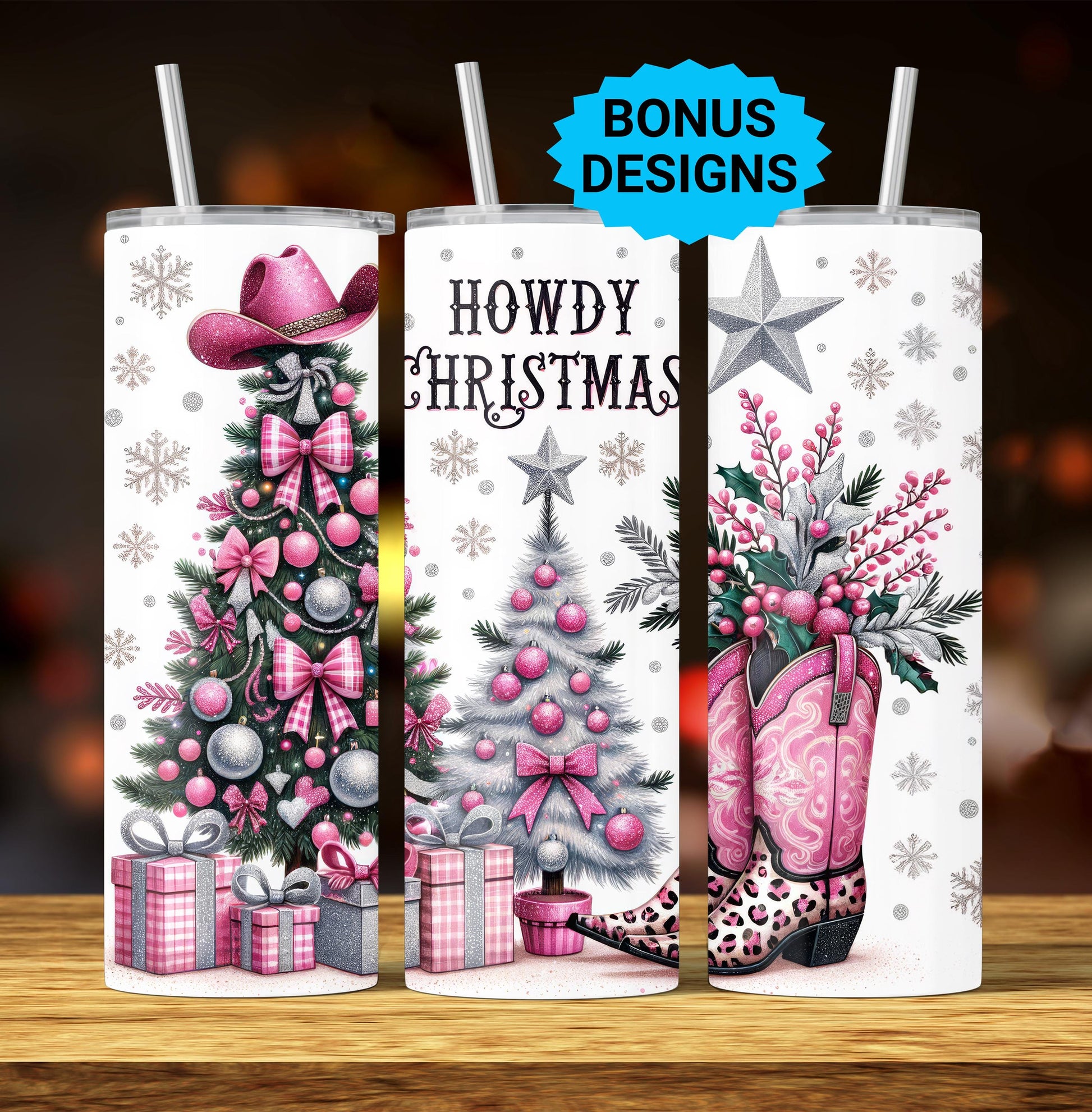 Country Western Christmas 20oz Skinny Tumbler Wrap,Seamless Digital Download PNG, Howdy Christmas Country Christmas Sublimation Design