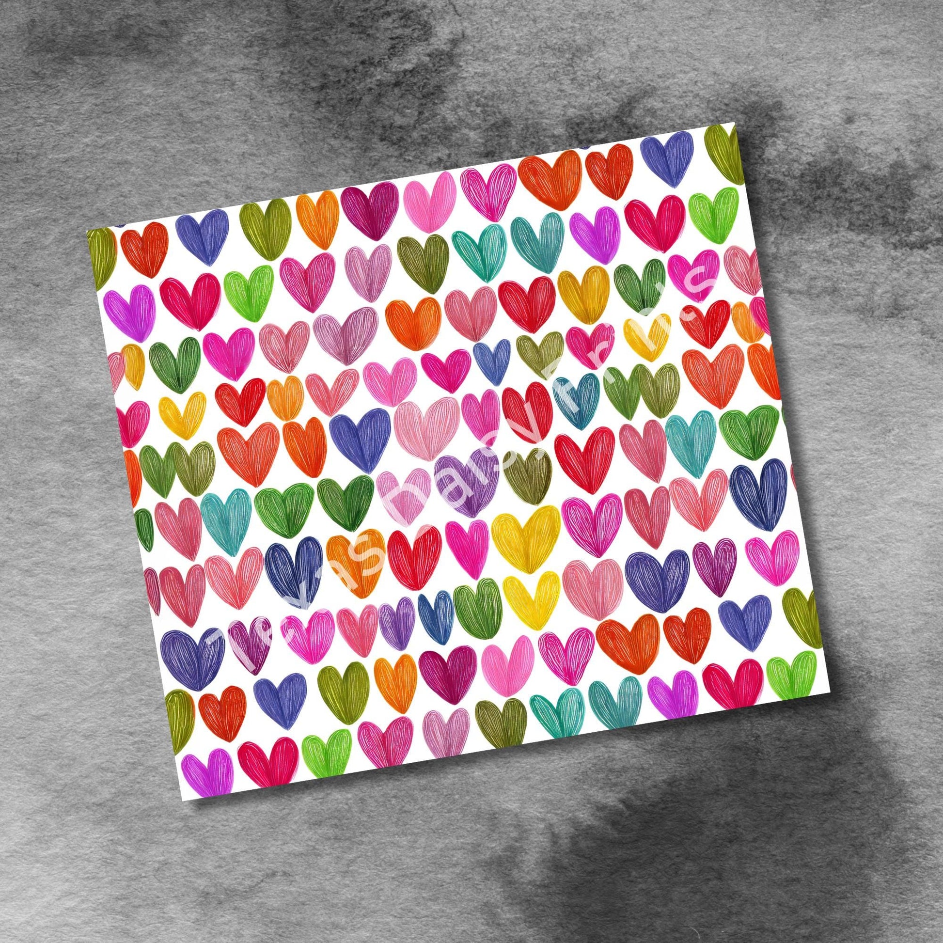 Valentines Hearts Hand Drawn 20 oz Skinny Tumbler Seamless Sublimation Design Templates,Straight PNG Digital Download