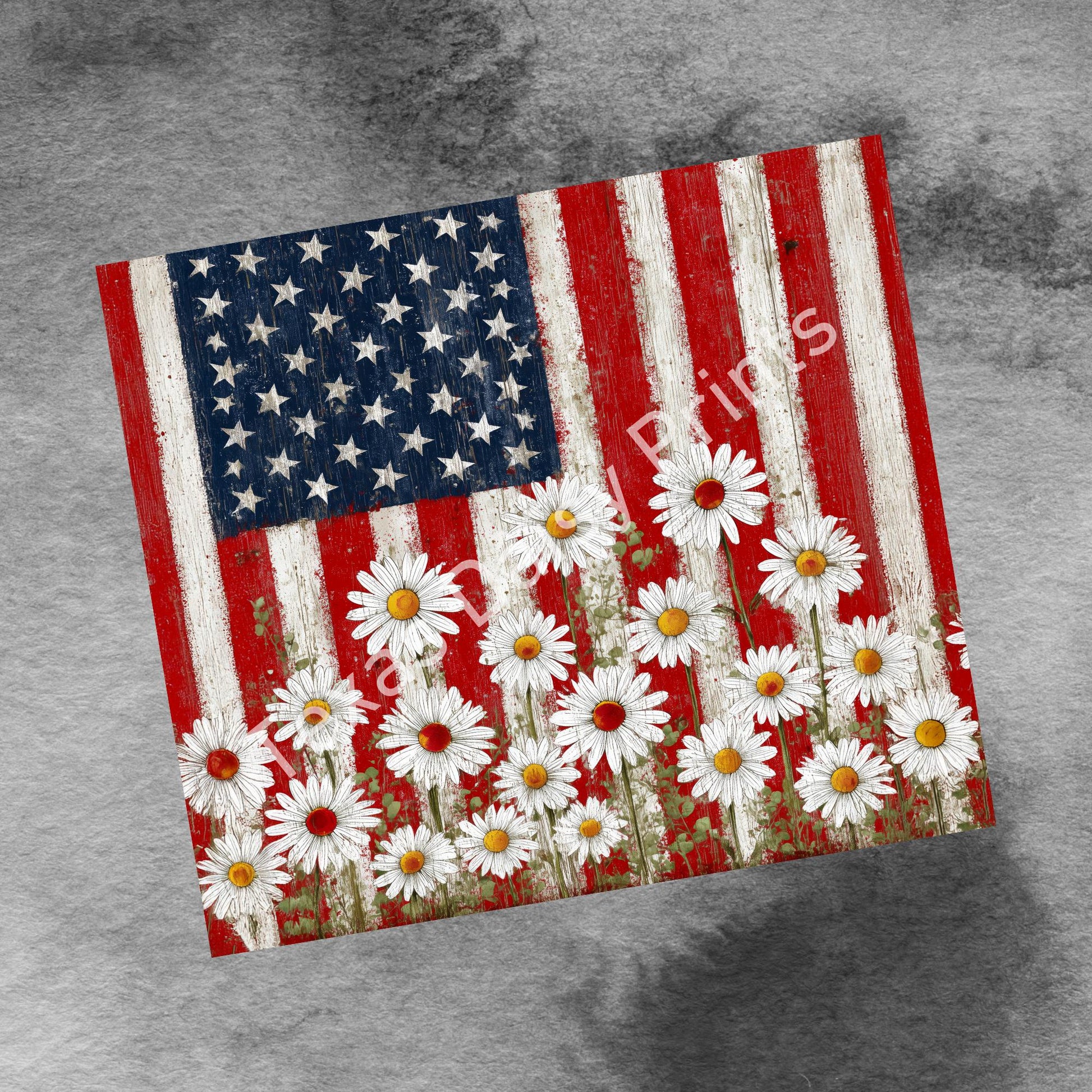Spring Flowers American Flag 20oz Skinny Tumbler Seamless Daisy Flowers , 4th of July Sublimation Templates,PNG Digital Download