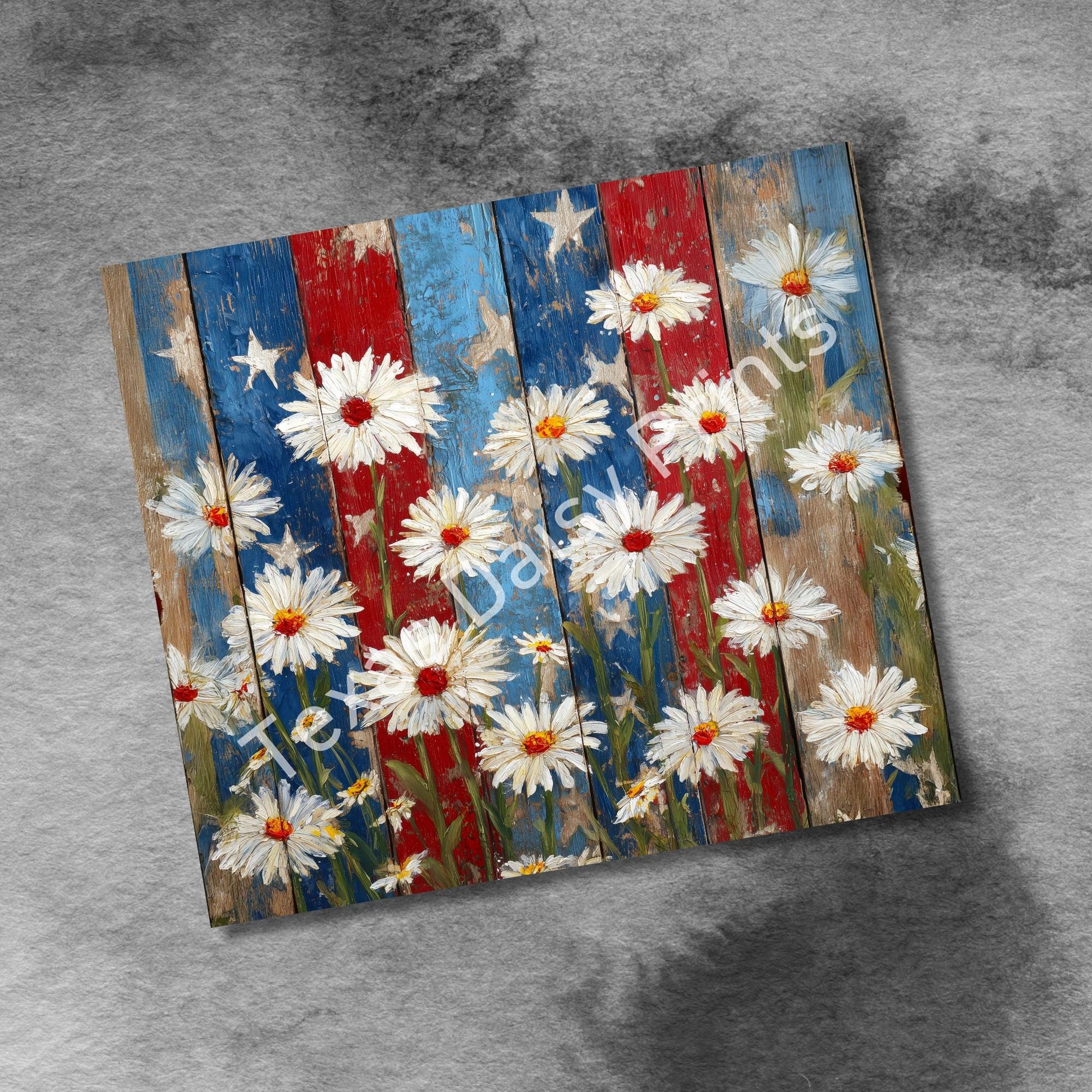 Spring Flowers Daisy20oz Straight Tumbler Wrap, Patriotic Seamless Sublimation Design