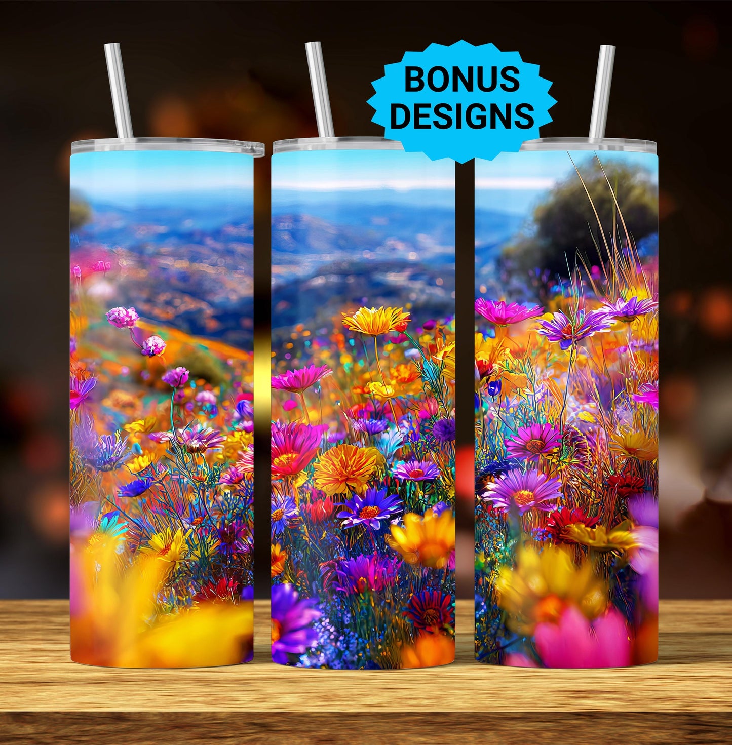Spring Floral Tumbler Wrap, 20oz Skinny Floral Tumbler PNG Spring Flowers Sublimation Seamless Designs