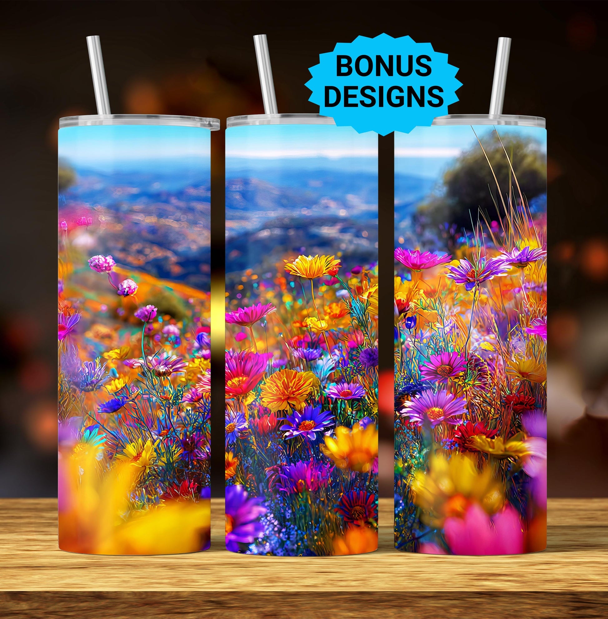 Spring Floral Tumbler Wrap, 20oz Skinny Floral Tumbler PNG Spring Flowers Sublimation Seamless Designs