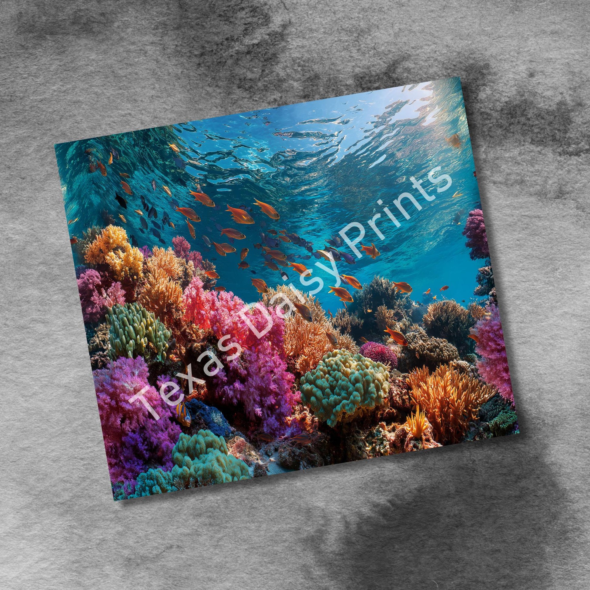 Underwater Ocean Coral and Fish Tumbler Designs, Ocean 20oz Skinny Tumbler Wrap Template Seamless PNG Digital Download