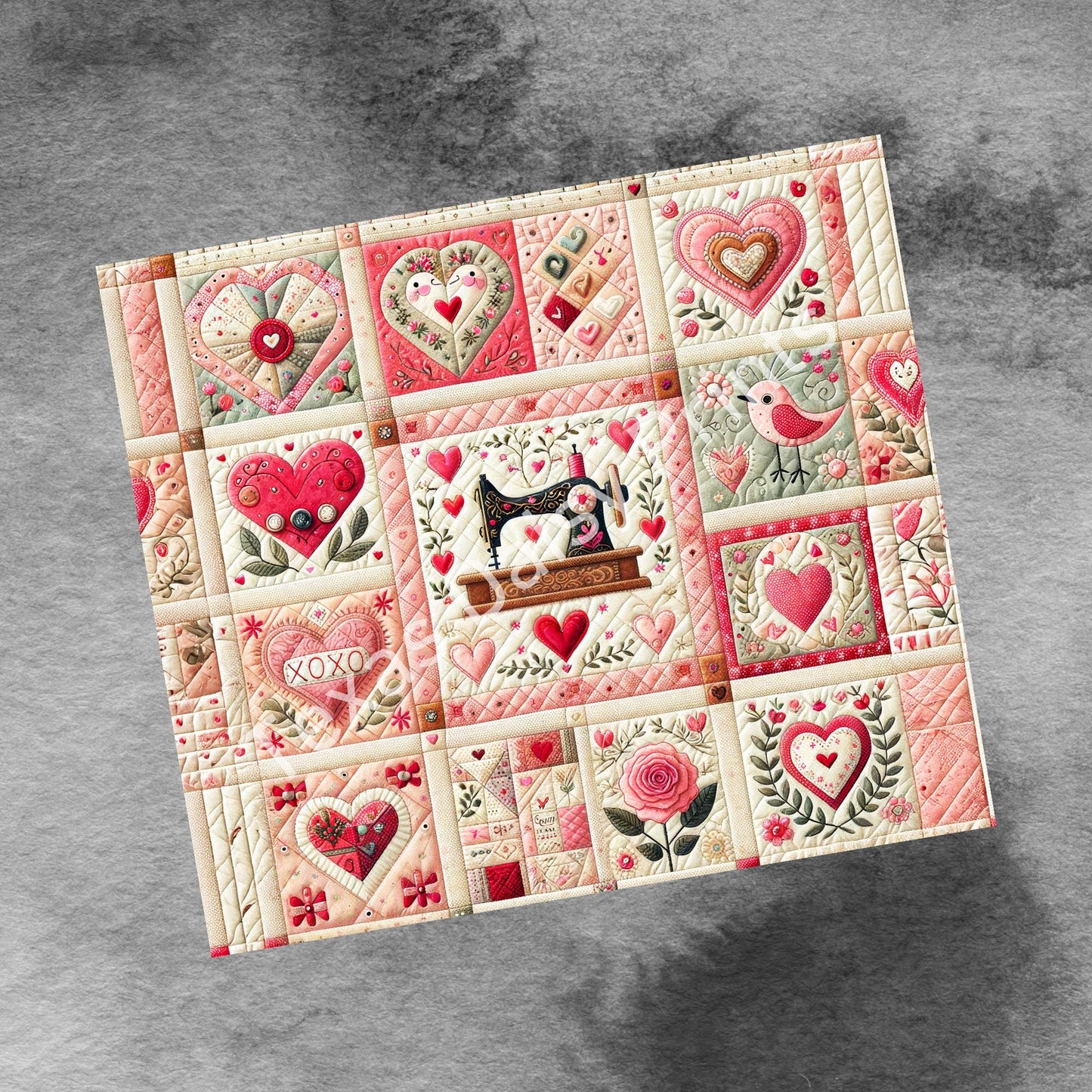 Quilting Sewing Valentines 20oz Skinny Tumbler Seamless Sublimation Design Templates,Straight PNG Digital Download