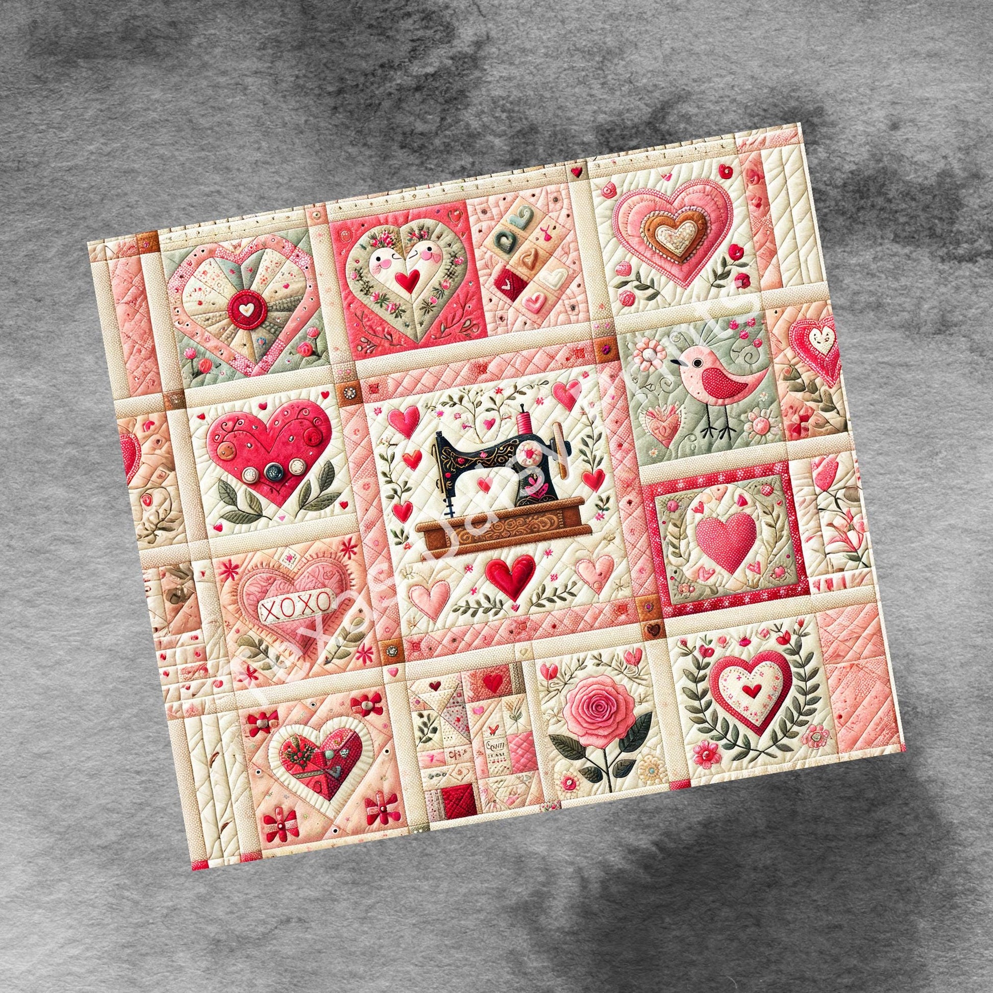 Quilting Sewing Valentines 20oz Skinny Tumbler Seamless Sublimation Design Templates,Straight PNG Digital Download