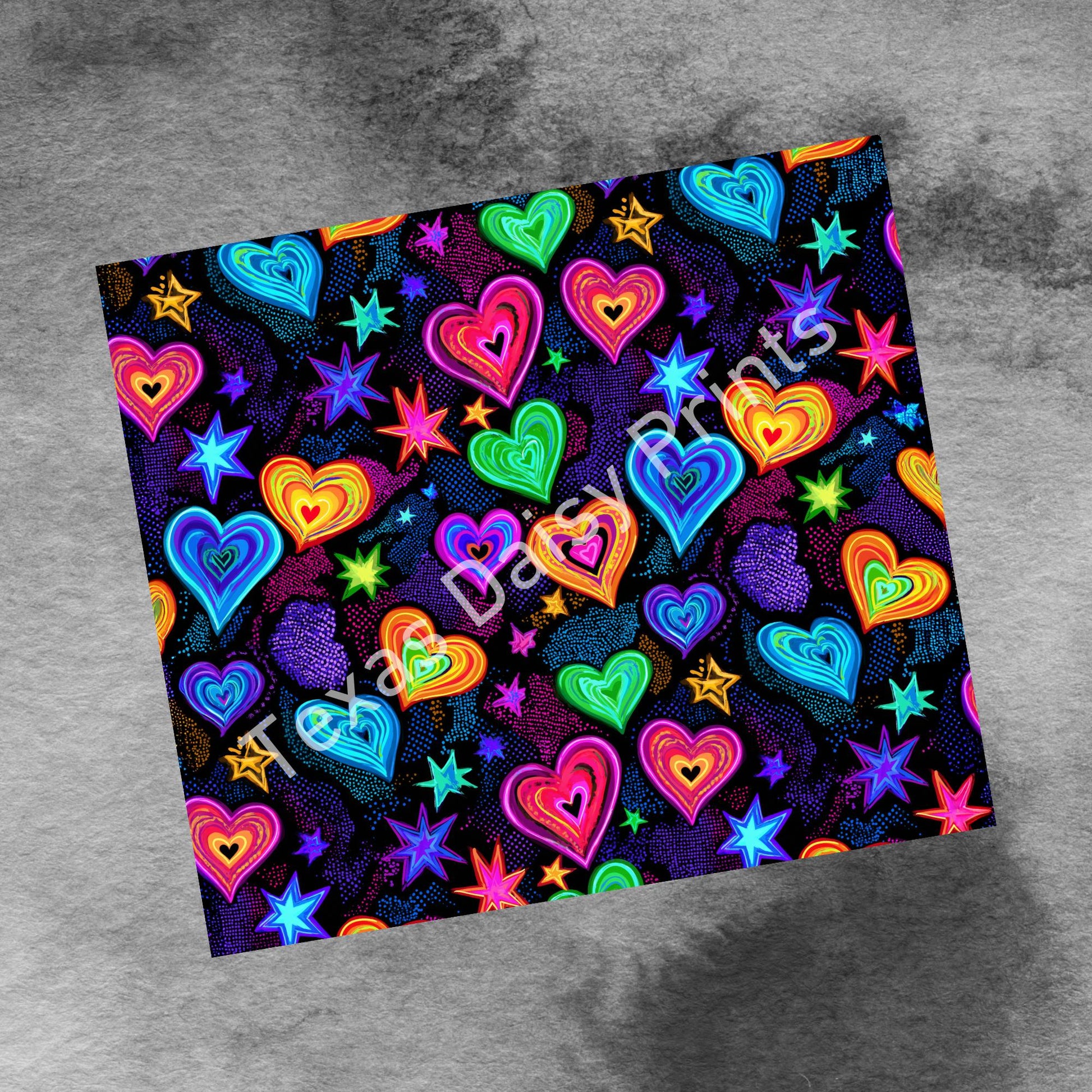 Retro Hearts Hand Drawn 20 oz Skinny Tumbler, 80's Neon Hearts Seamless Sublimation Design Templates,Straight PNG Digital Download