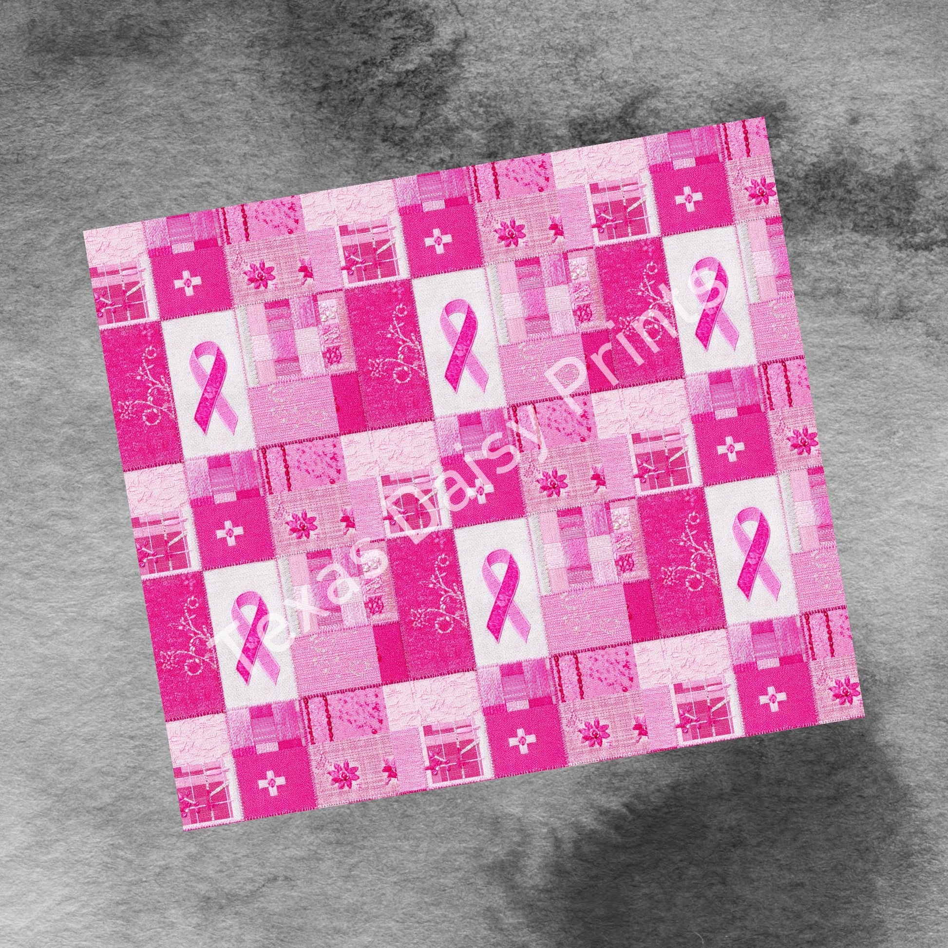 Pink Ribbon Awareness Patchwork Quilt, 20oz Skinny Tumbler Wrap Seamless Breast Cancer Sublimation Design, Digital Download PNG