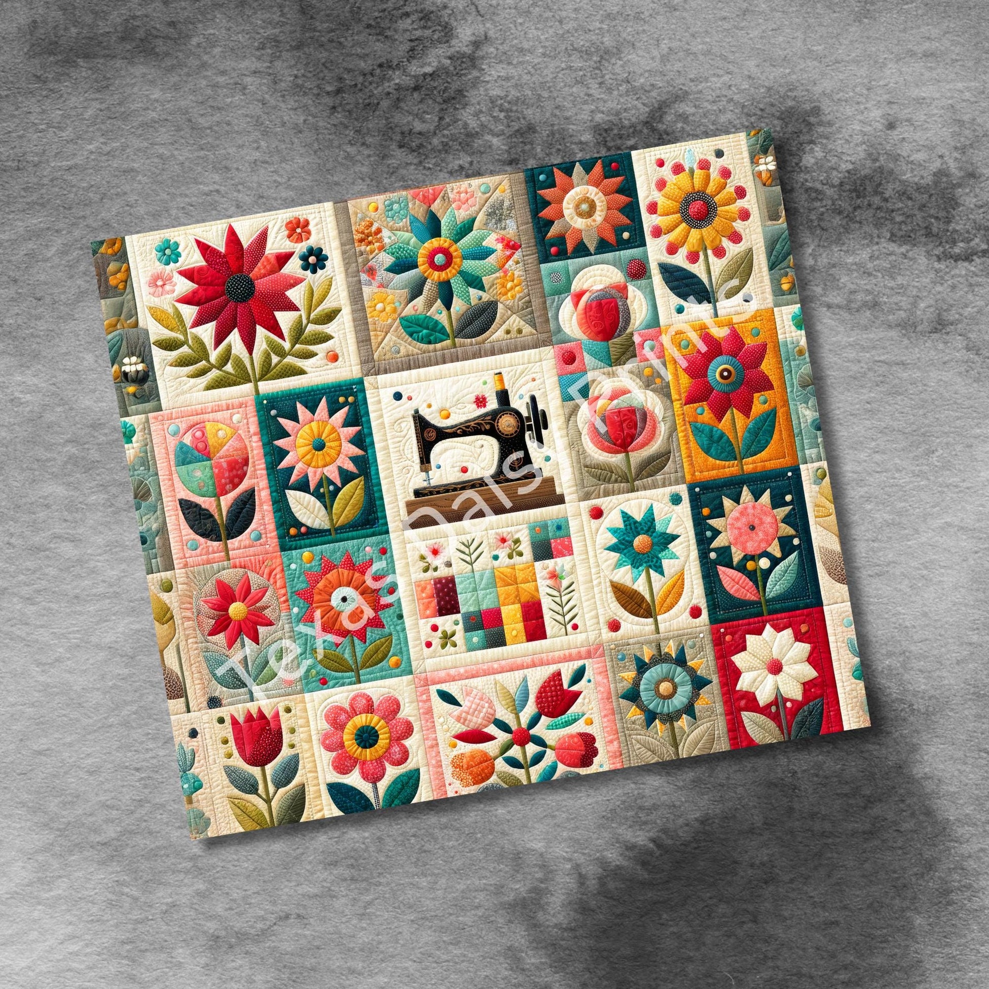 Quilting Sewing Spring 20oz Skinny Tumbler Seamless Sublimation Design Templates,Straight PNG Digital Download