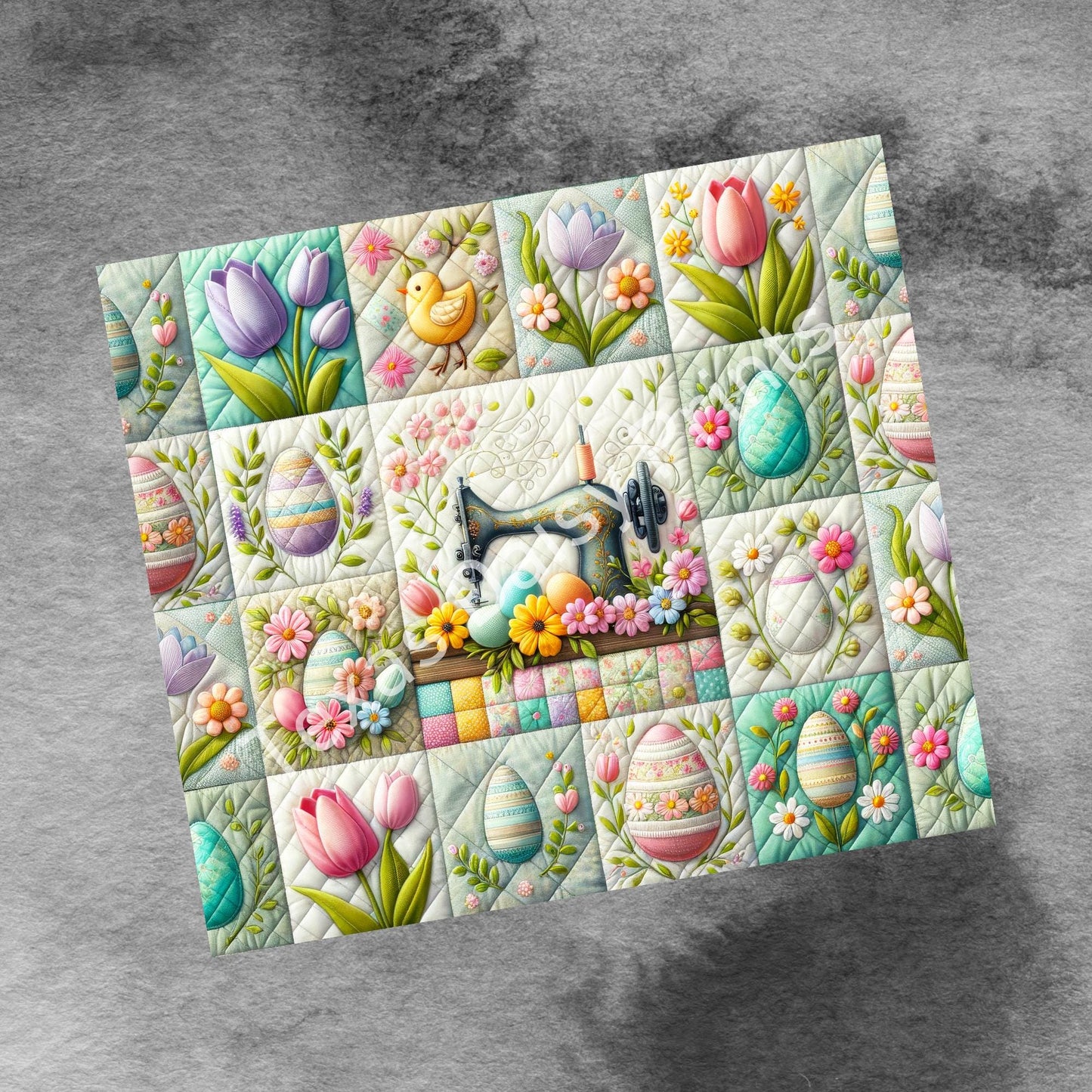 Quilting Sewing Easter 20oz Skinny Tumbler Spring Seamless Sublimation Design Templates, Straight PNG Digital Download