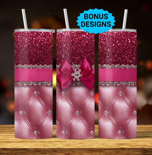 Luxury Tumbler Wrap Png, 20oz Seamless Sublimation Tumbler Design, Glam Bling Fancy Coquette Trendy Girly Digital Download