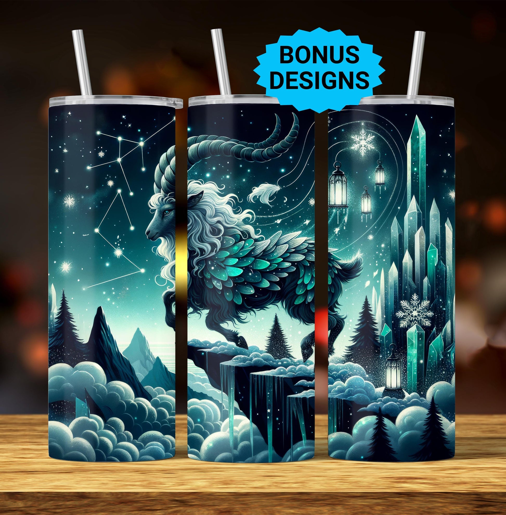 Aries Zodiac 20oz Skinny Tumbler Wrap, Celestial Star Sign Sublimation Design, Tumbler Wrap Seamless Straight PNG Digital Download