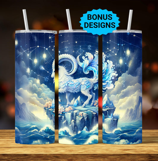 Aries Zodiac 20oz Skinny Tumbler Wrap, Celestial Star Sign Sublimation Design, Tumbler Wrap Seamless Straight PNG Digital Download
