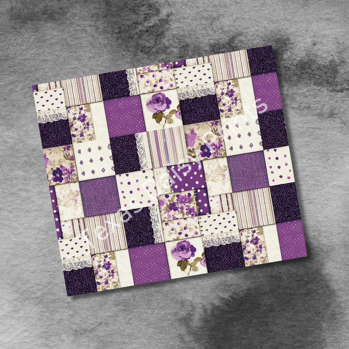 Quilting Flowers Polka Dots 20oz Skinny Tumbler, Seamless Sublimation Design, Patchwork Straight PNG Digital Download