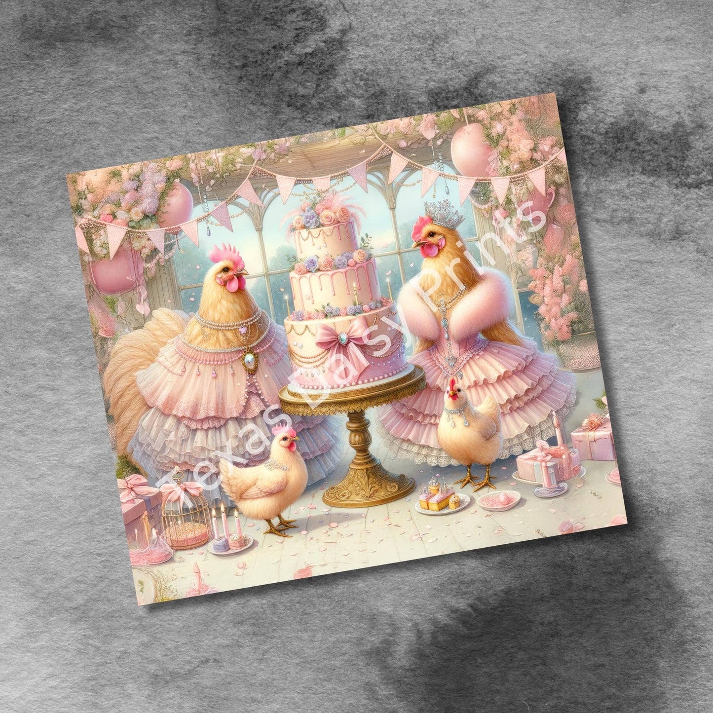 Coquette Chickens Birthday Party, 20oz Skinny Sublimation Tumbler Design, Vintage Birthday, Chicken Lover 20 oz Seamless Tumbler