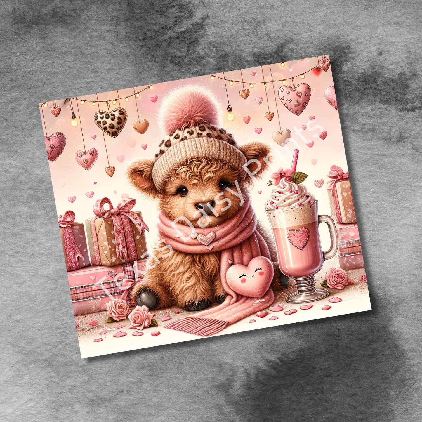 Highland Cow Valentine Tumbler Wrap, 20oz Skinny Sublimastion Design, Cow Love Tumbler Wrap Seamless Straight PNG Digital Download