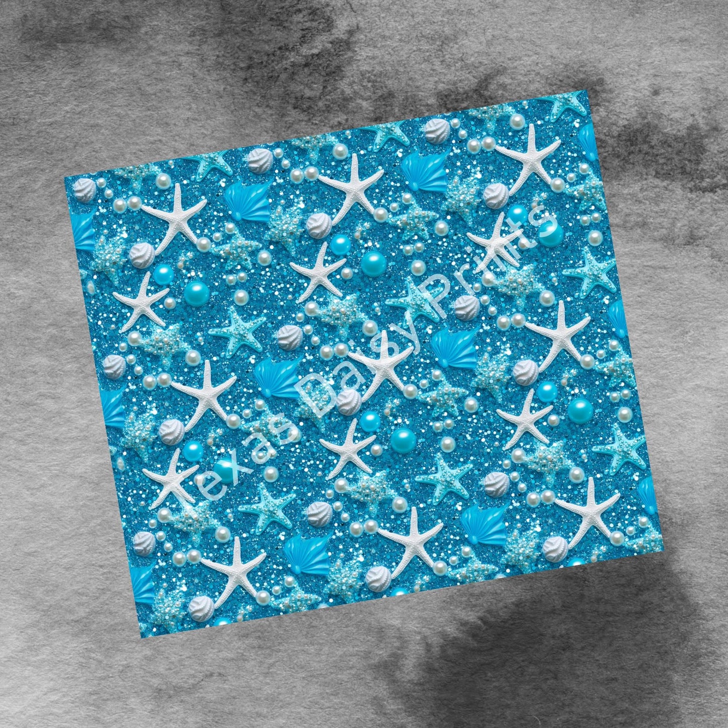 Starfish and Pearls Beach 20oz Skinny Tumbler Wrap, Seamless Sublimation, Digital Download PNG